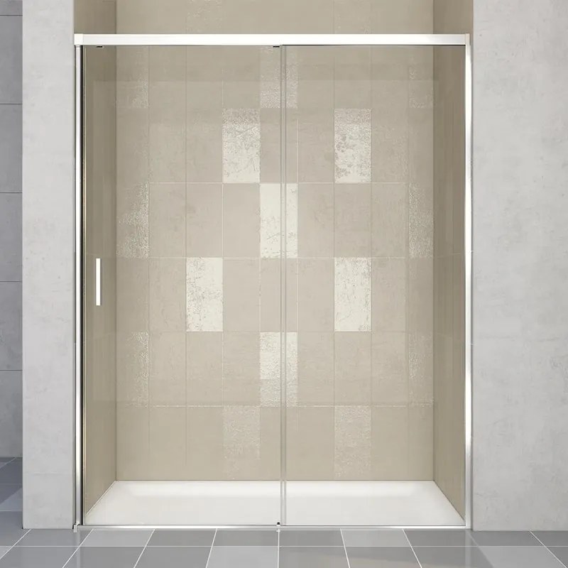Porta doccia scorrevole L 118-119.5 cm x H 200 cm per nicchia in vetro trasparente SP. 6 mm, profilo lucido cromo, serie Jazz