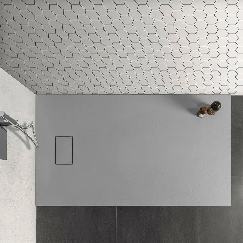 Piatto doccia filo pavimento 80x140 serie Agorà grigio effetto pietra