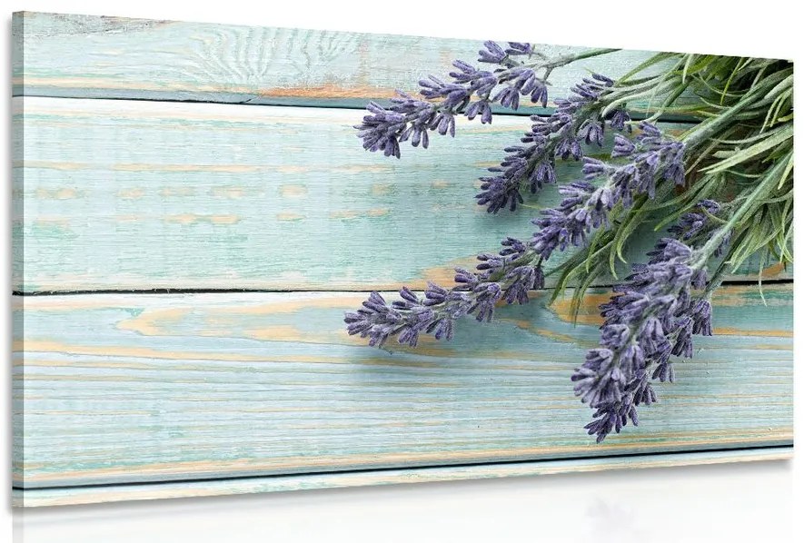Stampa su tela – Lavanda su sfondo di legno