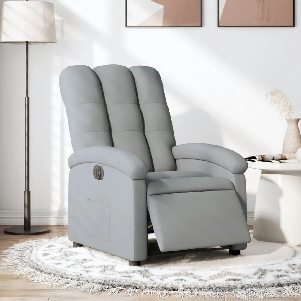 Poltrona Elettrica Reclinabile Grigio Chiaro İn Tessuto /