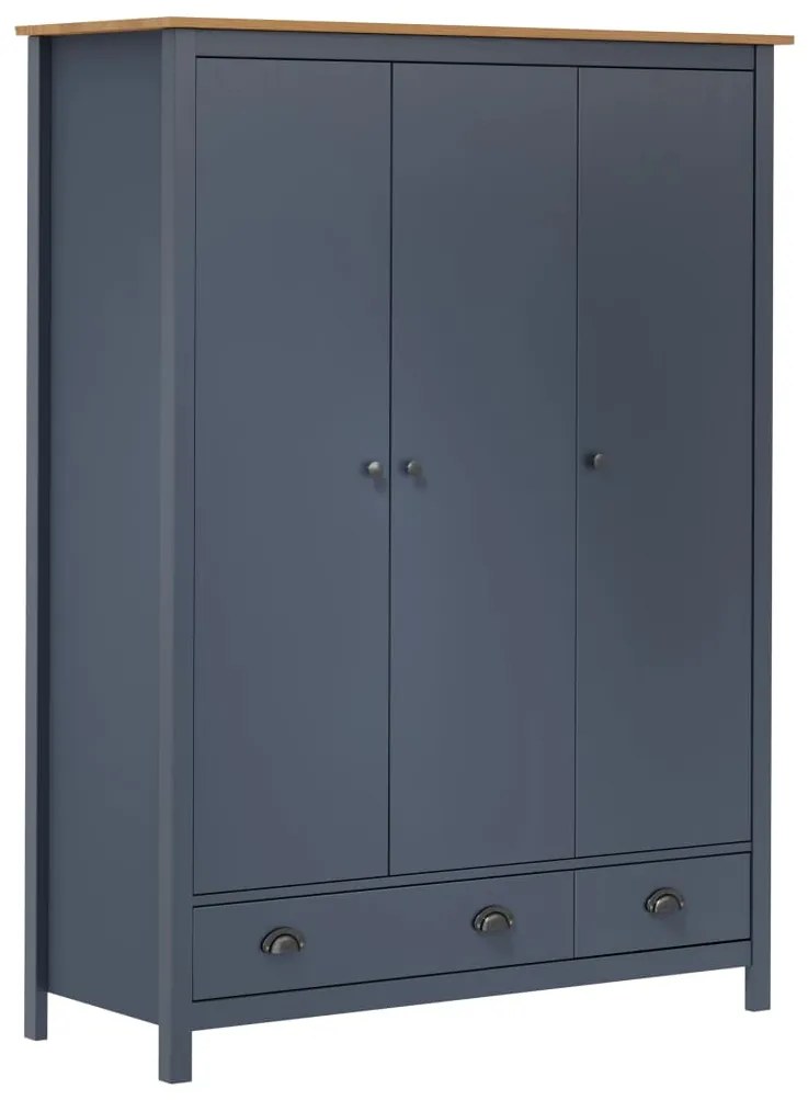 Armadio A 3 Ante Hill Grigio 127x50x170 Cm İn Legno Di Pino /