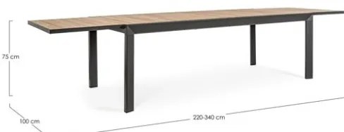 Tavolo Allungabile Da Esterno In Alluminio Antracite 100x220-340 Cm Belmar Bizzotto