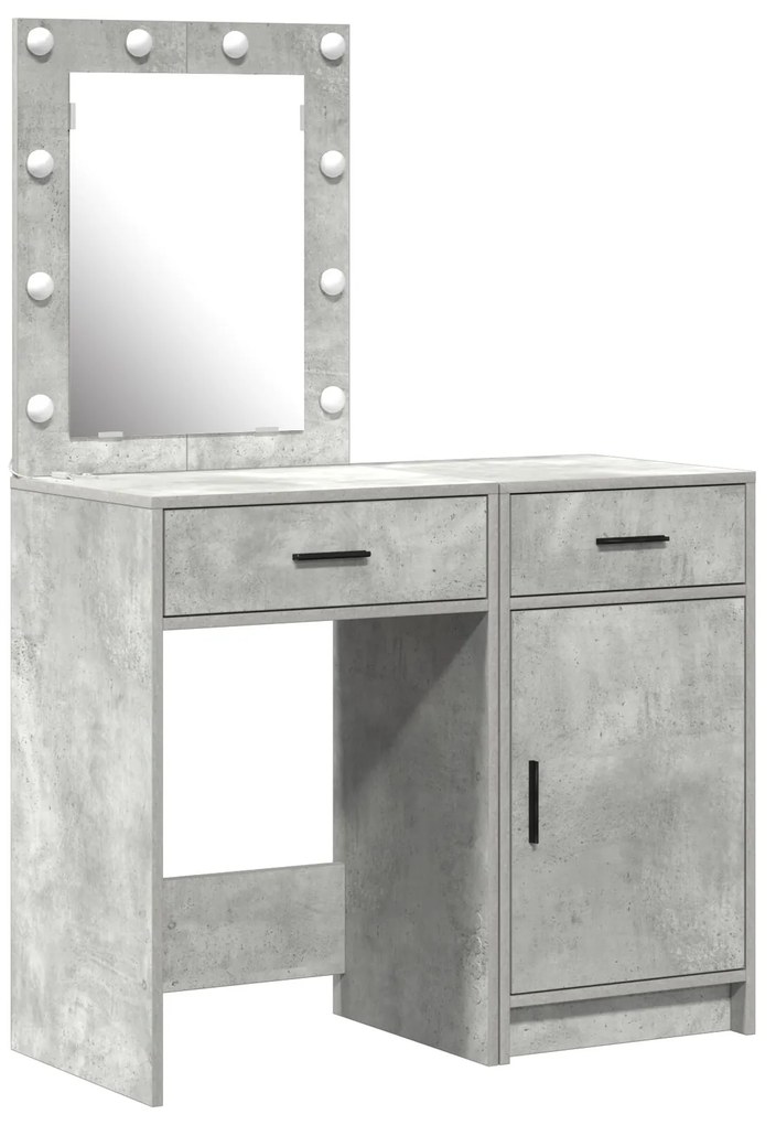 Set da toeletta in legno ingegnerizzato grigio cemento con led - 2 pezzi