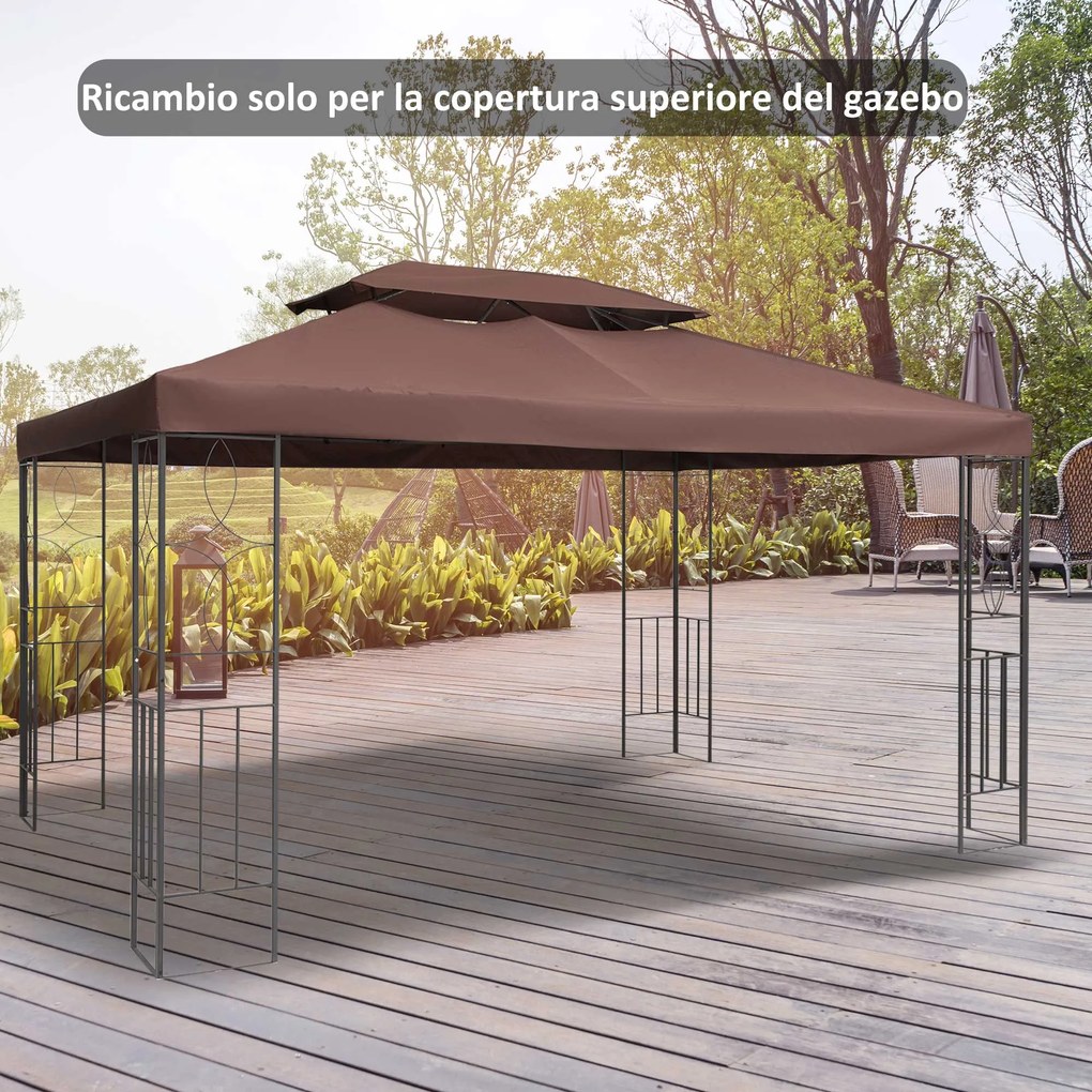Tetto di Ricambio per Gazebo da Giardino Impermeabile Doppio Tetto 3x4m...