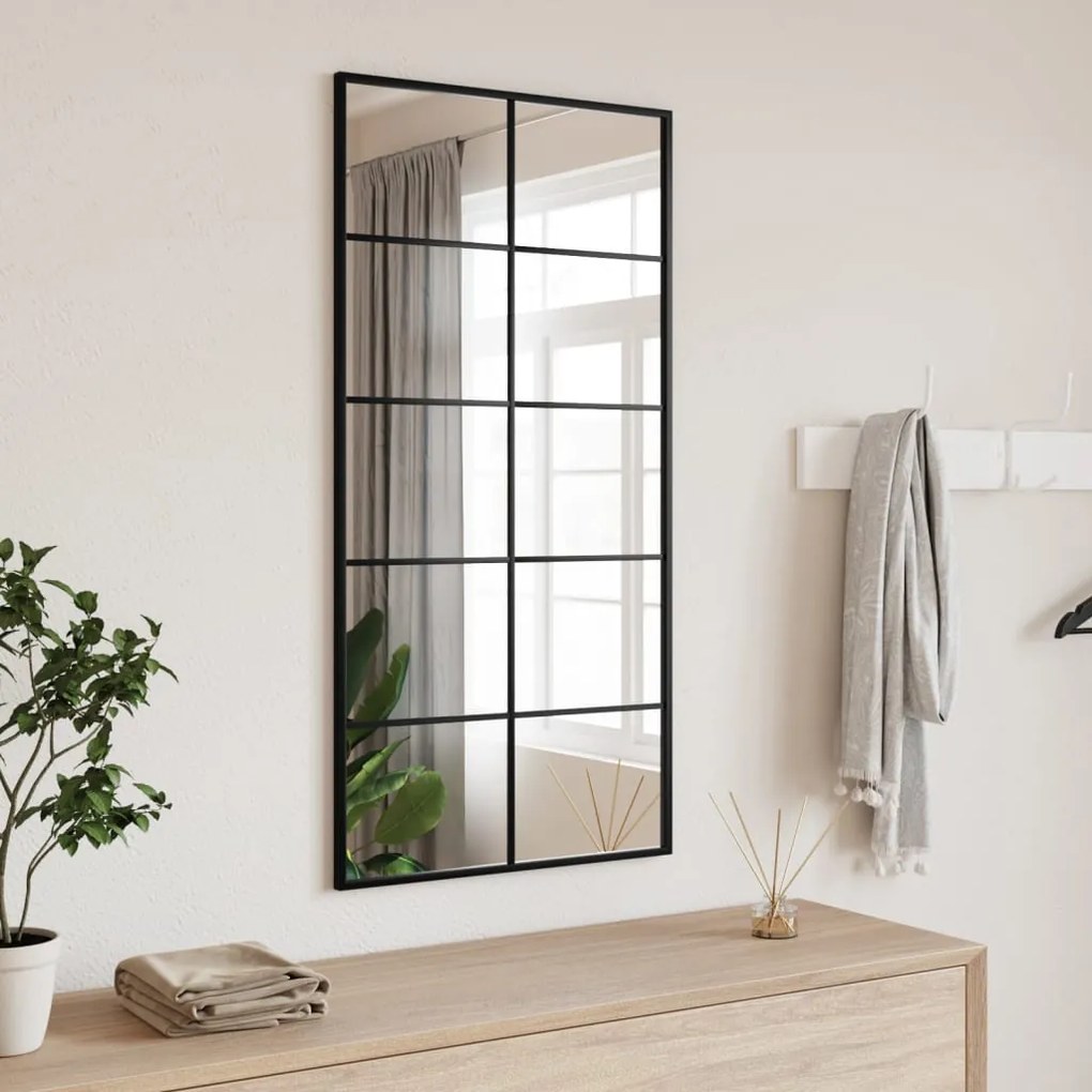 Specchio Da Parete Nero 50x100 Cm Rettangolare İn Ferro /