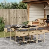 Set Pranzo da Giardino 7 pz con Cuscini Beige Misto Polyrattan 3278039