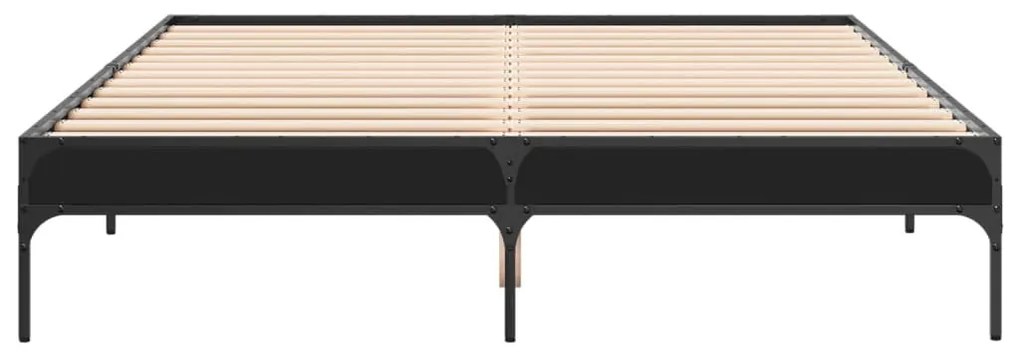 Giroletto nero 160x200 cm in legno multistrato e metallo