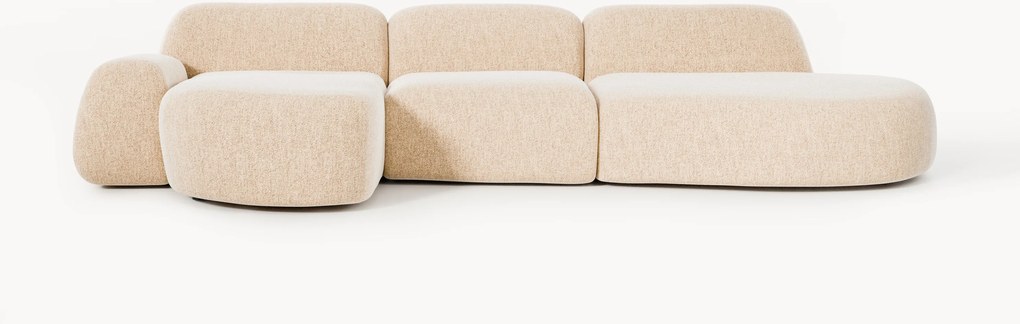 Divano angolare componibile 4 posti in bouclé con chaise longue Wolke