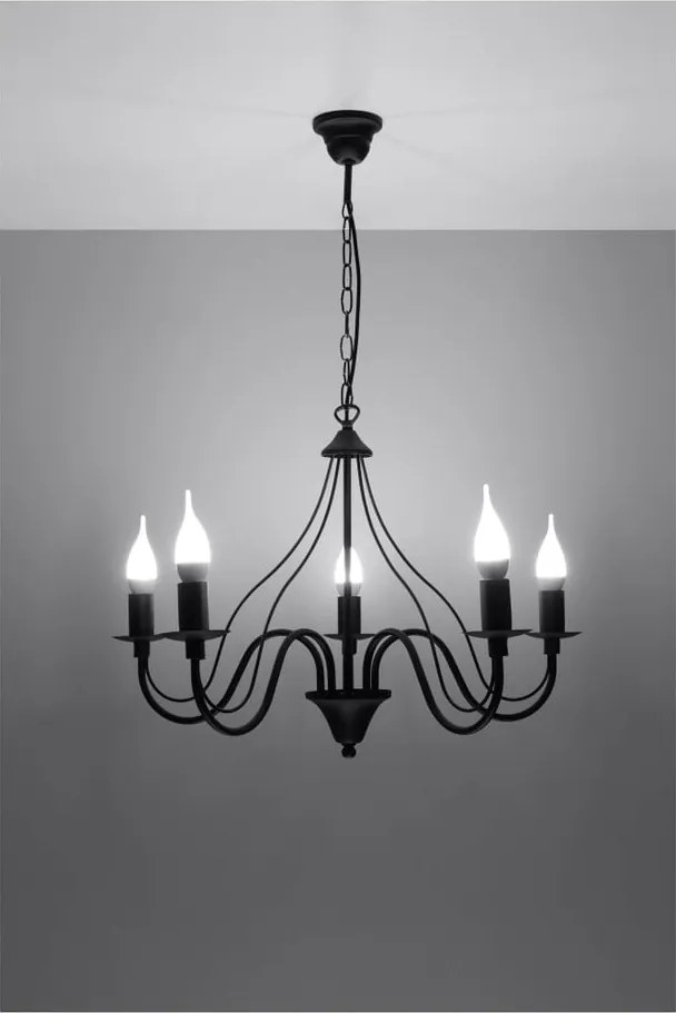 Lampada a sospensione nera 5 Fiorano - Sollux