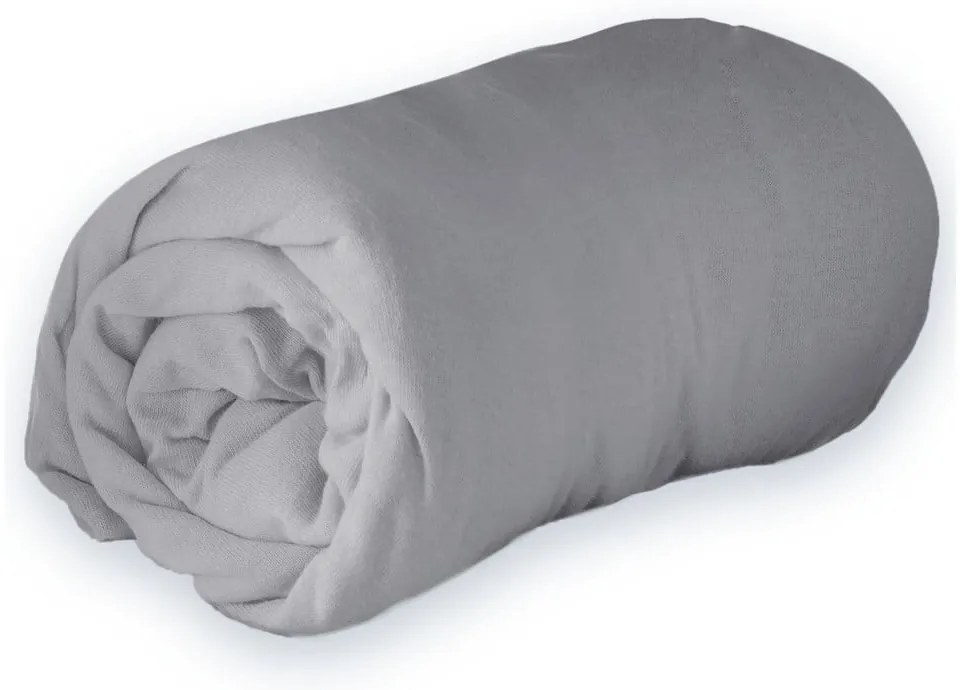Lenzuolo elasticizzato in jersey grigio chiaro 90x190 cm Jersy - douceur d'intérieur