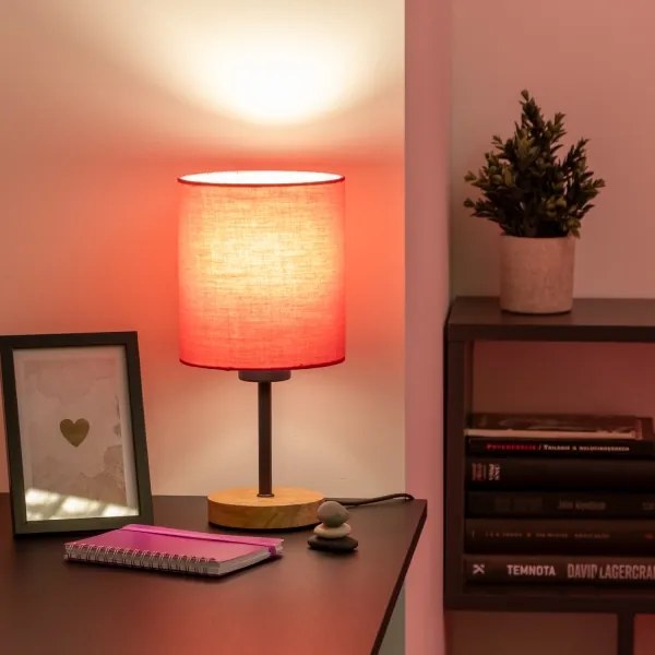 Brilagi - Lampada da tavolo NUBILA WOOD 1xE27/25W/230V quercia/rosa