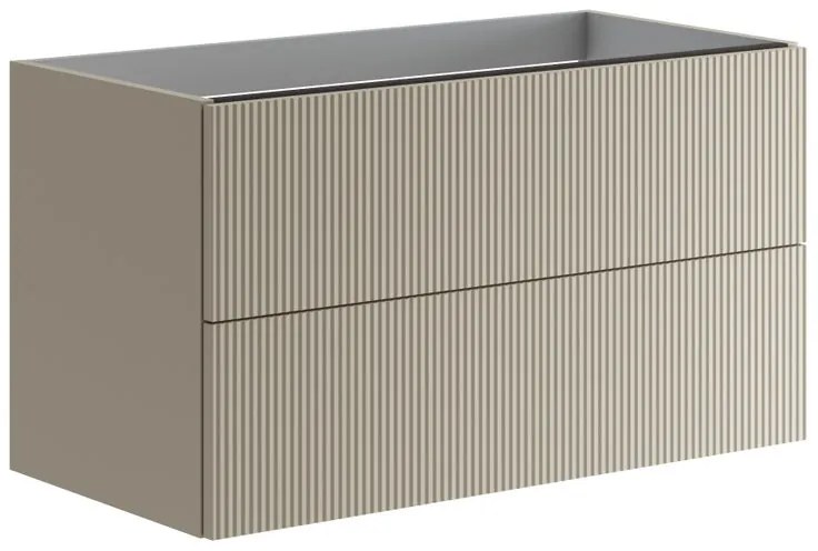 Mobile da bagno sotto lavabo Opera beige laccato opaco L 89.5 x H 50 x P 45.5 cm 2 cassetti, lavabo non incluso
