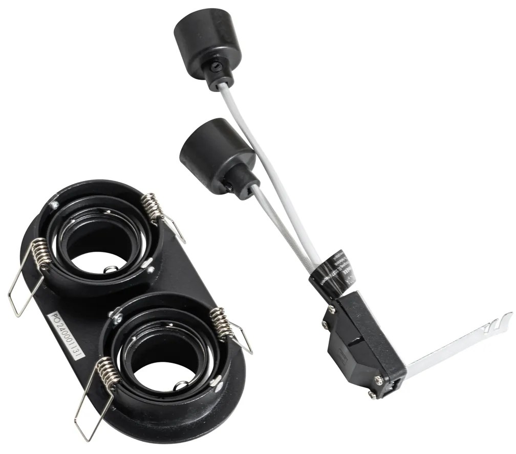 Faretto da incasso rotondo nero orientabile GU10 35 mm 2 luci - Installa