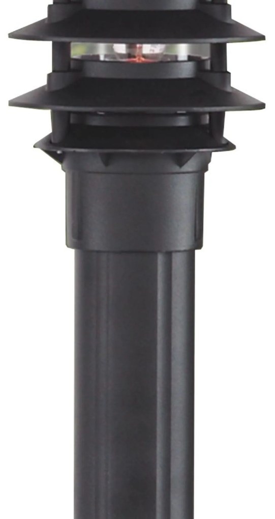 Paletto Esterno Contemporaneo Bollards Alluminio Nero Vetro 1 Luce E27 H45Cm