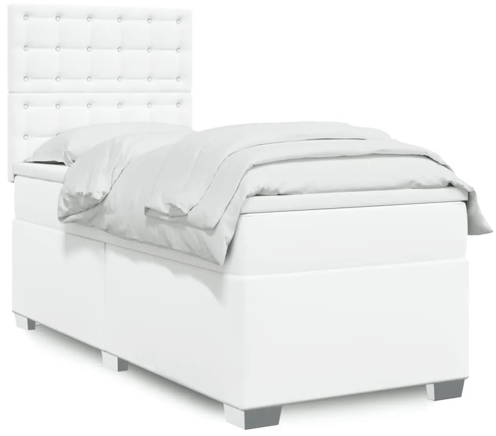 Giroletto A Molle Con Materasso Bianco 100x200 Cm İn Similpelle /