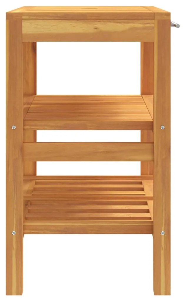 Mobile vanità da bagno con 2 mensole 74x45x75 cm legno massello