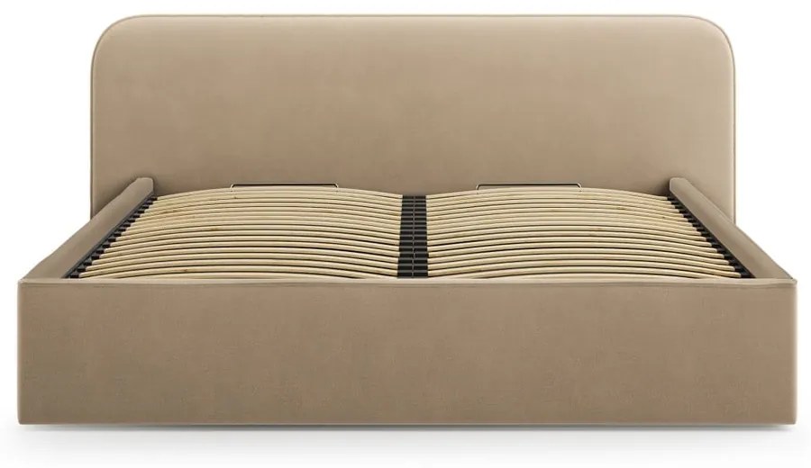 Letto matrimoniale imbottito grigio tortora con contenitore e rete inclusi 180x200 cm Elizabeth – Micadoni