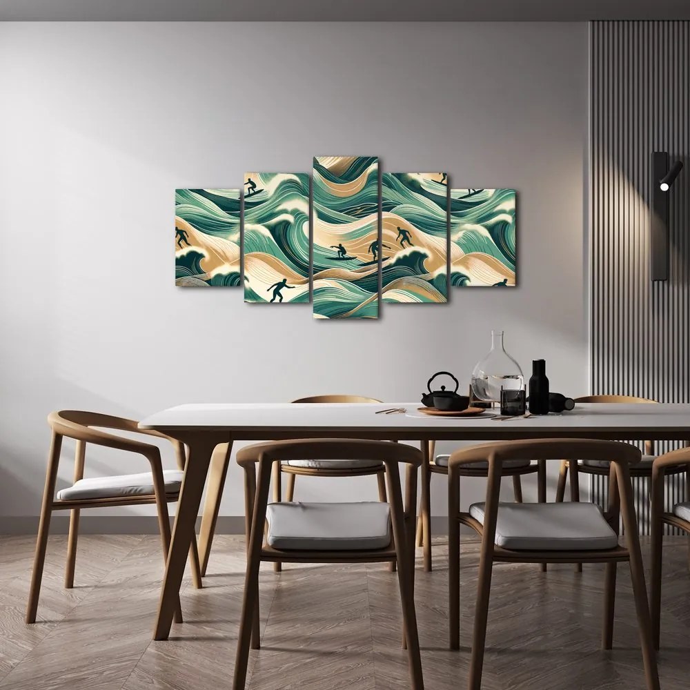 Quadri 5 pezzi – Onde del mare e surf