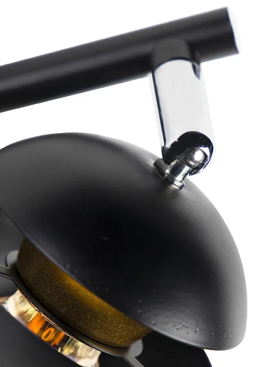 Faretto moderno a 4 luci nero con interno dorato - Buell Deluxe