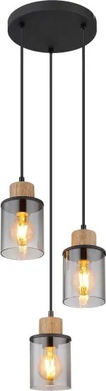 Globo 15707-3HR - Lampadario a sospensione con filo REID 3xE27/15W/230V diametro 27 cm quercia