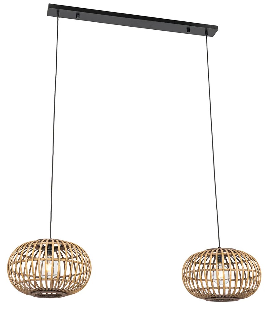 Lampada a sospensione orientale in bambù 2 luci - Amira