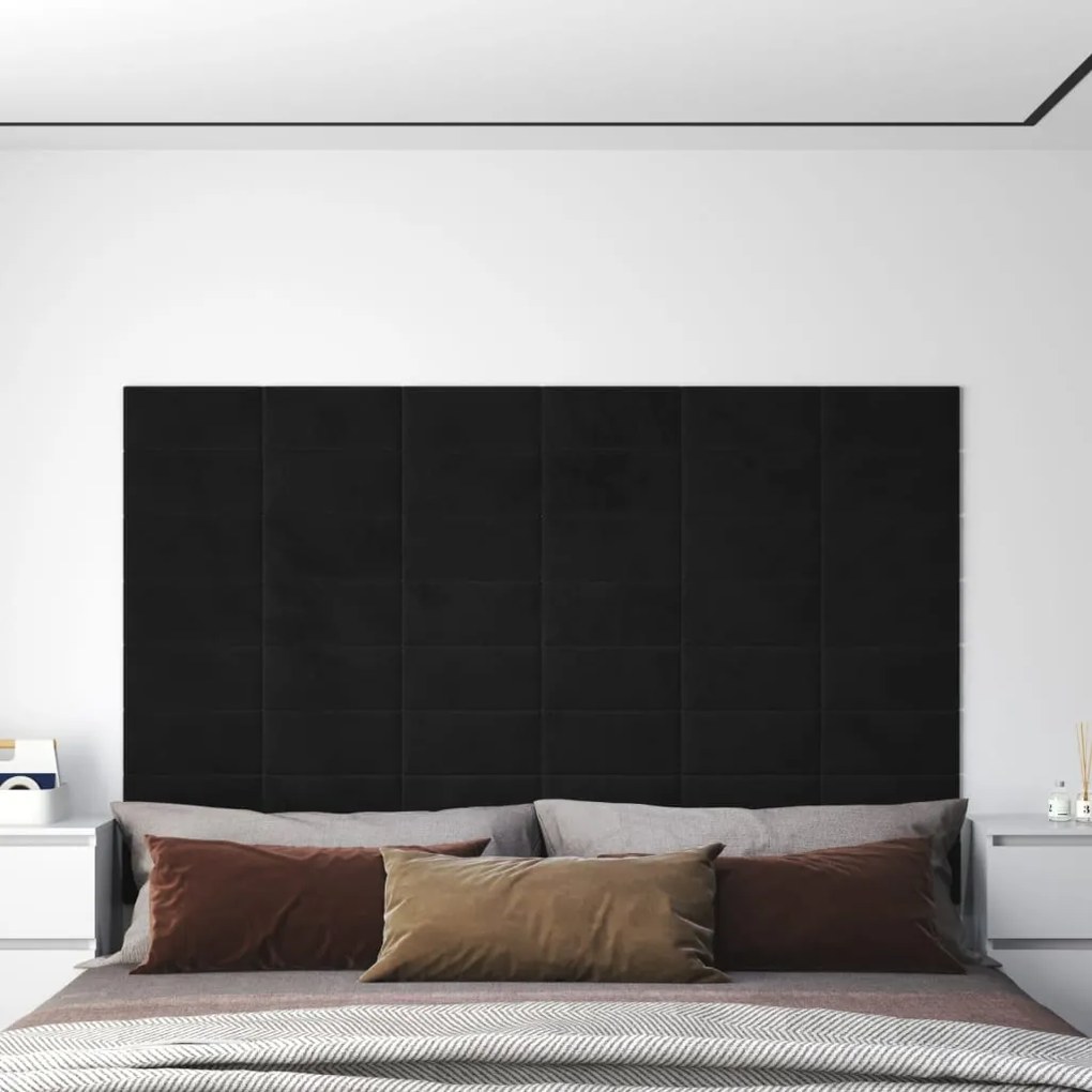 Pannelli Murali 12 Pz Neri 30x15 Cm Velluto 0,54 M² /