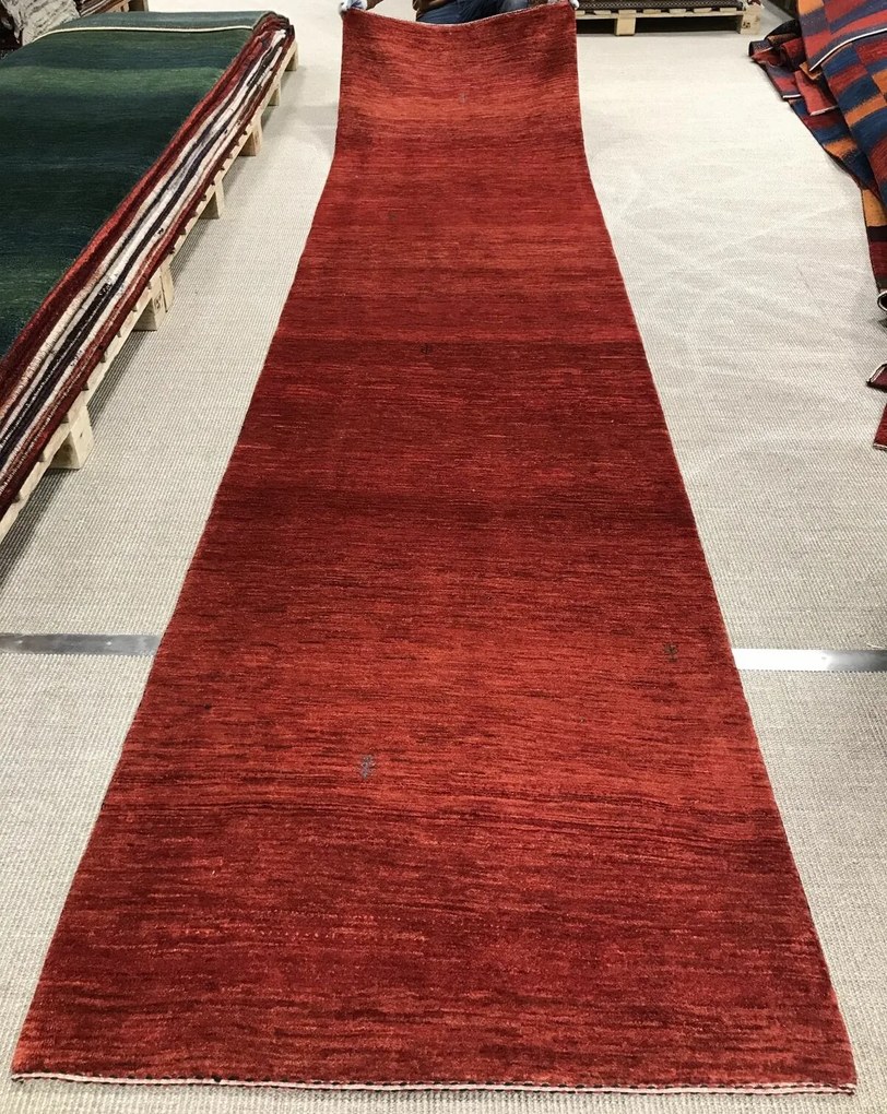 Loribaft Tappeto 100 x 400 Rosso (Iran) Annodato A Mano