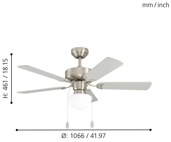 Eglo 35074 - Ventilatore da soffitto CADIZ 1xE27/40W/230V