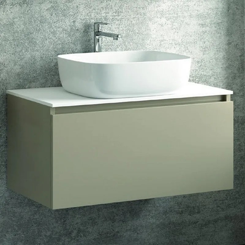 Composizione bagno sospesa 80cm mobile specchio contenitore e 2 pensili - KAMALU