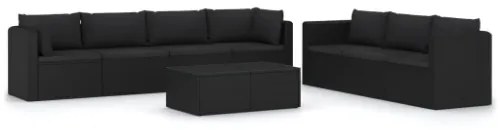 Set Divani da Giardino 8 pz con Cuscini in Polyrattan Nero