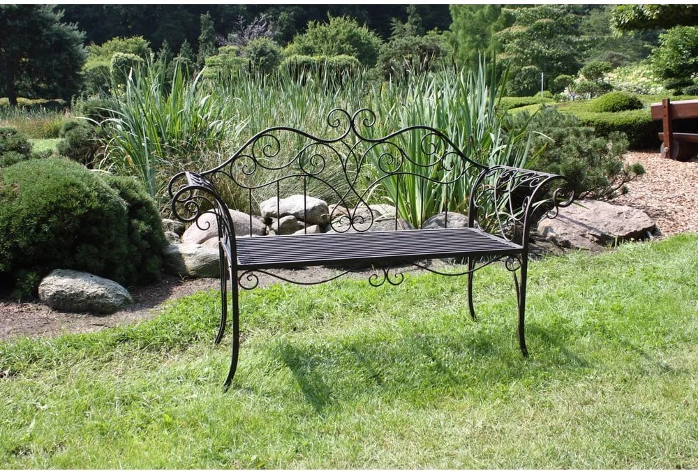 Panchina da giardino in metallo nero e marrone Selene - Garden Pleasure