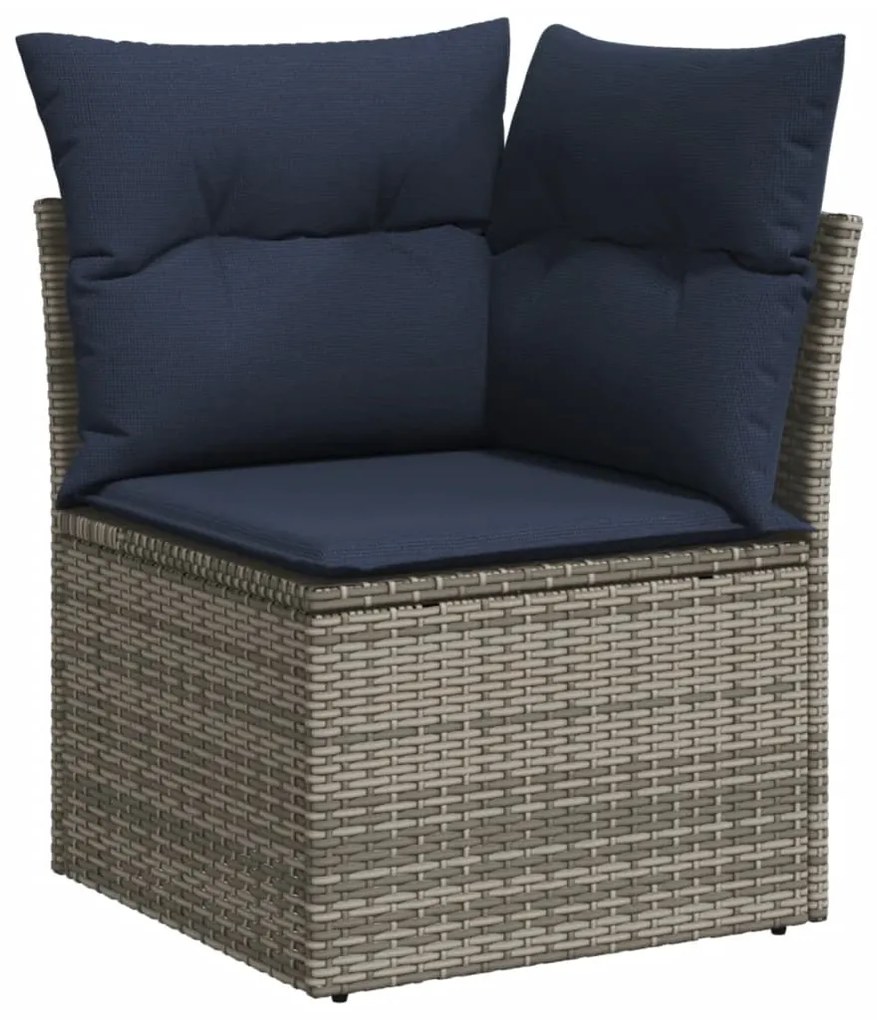 Set divani da giardino 10pz con cuscini in polyrattan nero