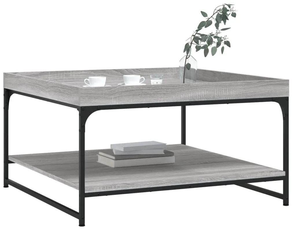 Tavolino grigio sonoma 80x80x45 cm in legno multistrato e ferro