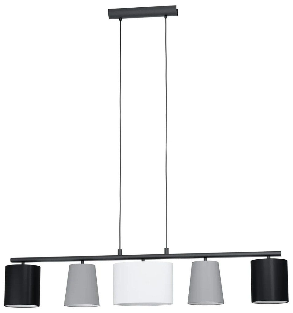 Lampadario A Sospensione Moderno Almeida 1 Acciaio Nero Grigio 5 Luci E14