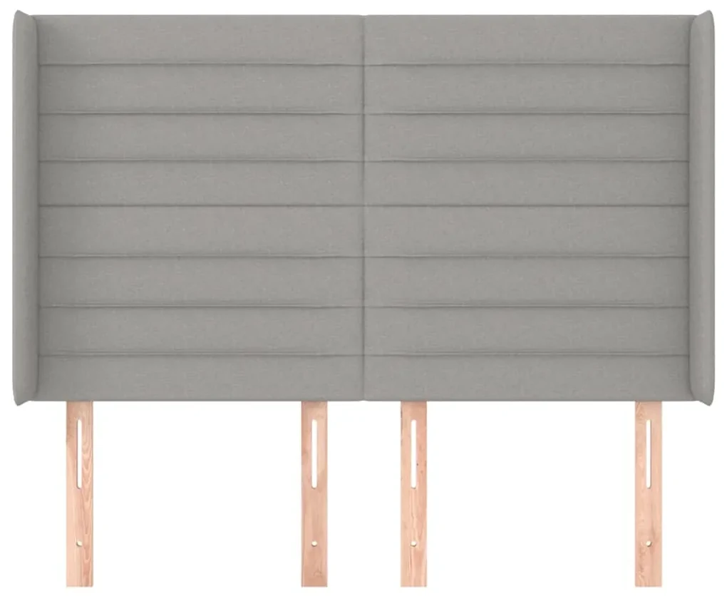 Testiera ad orecchio grigio chiaro 147x16x118/128 cm in tessuto