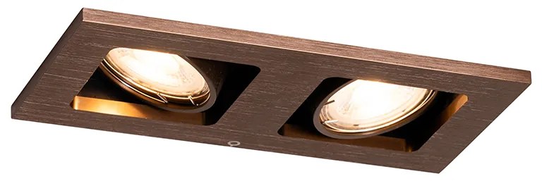 Faretto da incasso bronzo scuro rettangolare 2 luci orientabile e girevole - Qure