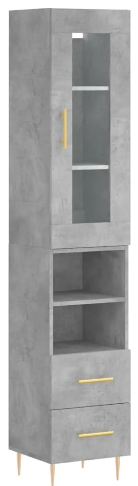 Credenza grigio cemento 34,5x34x180 cm in legno multistrato