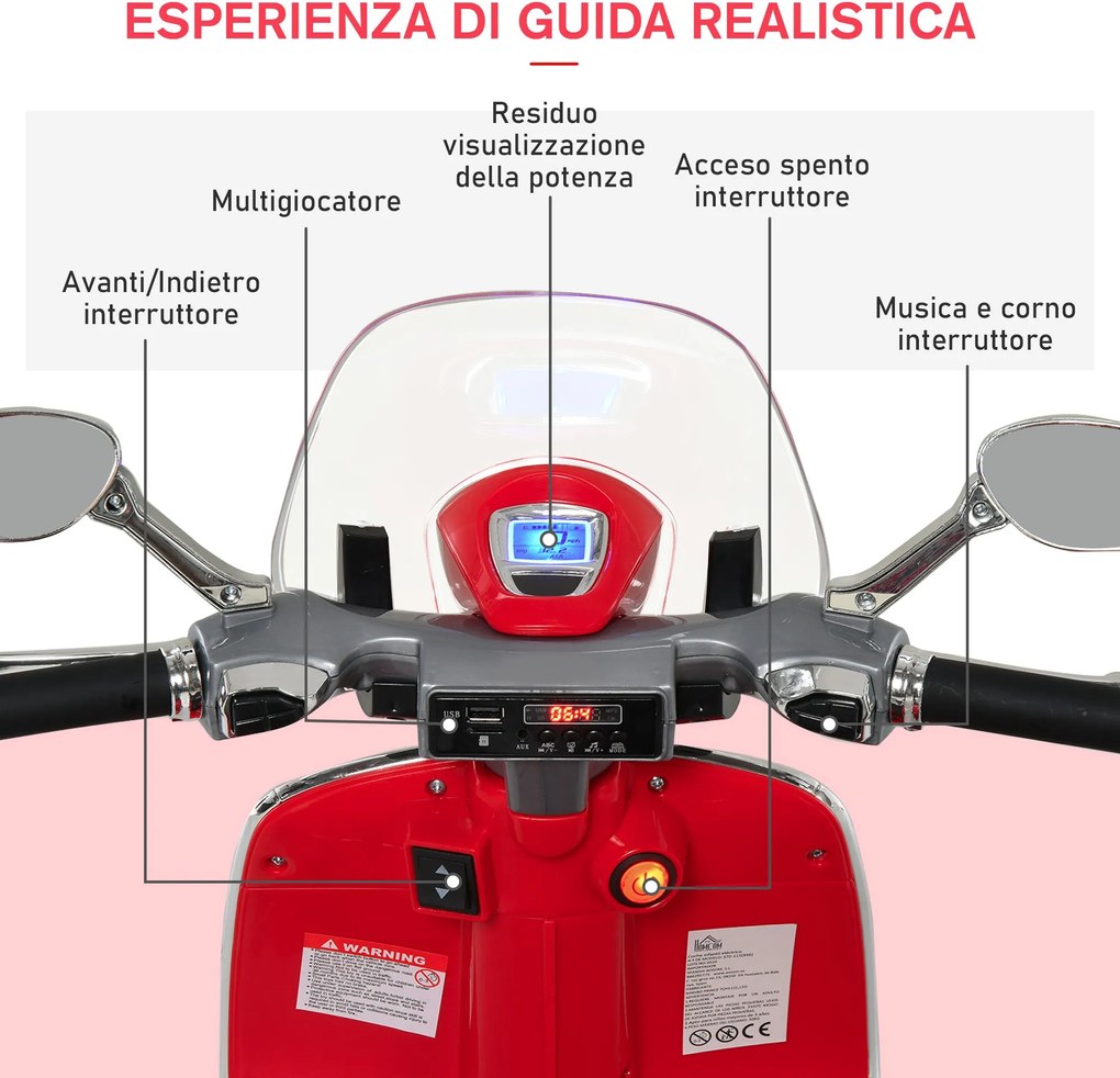 Piaggio Vespa 946 Elettrica 12V per Bambini Rossa...