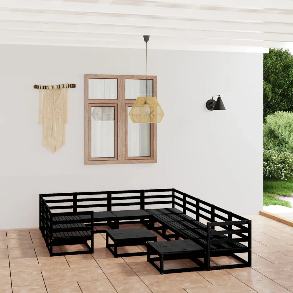 Set divani da giardino 12 pz in legno massello di pino