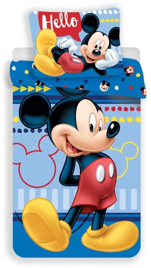 Biancheria da letto per bambini in cotone per letto singolo 140x200 cm Mickey "Hello" – Jerry Fabrics