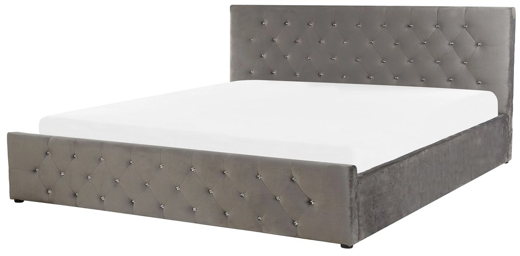 Letto contenitore velluto grigio 180x200 cm AMIENS Beliani
