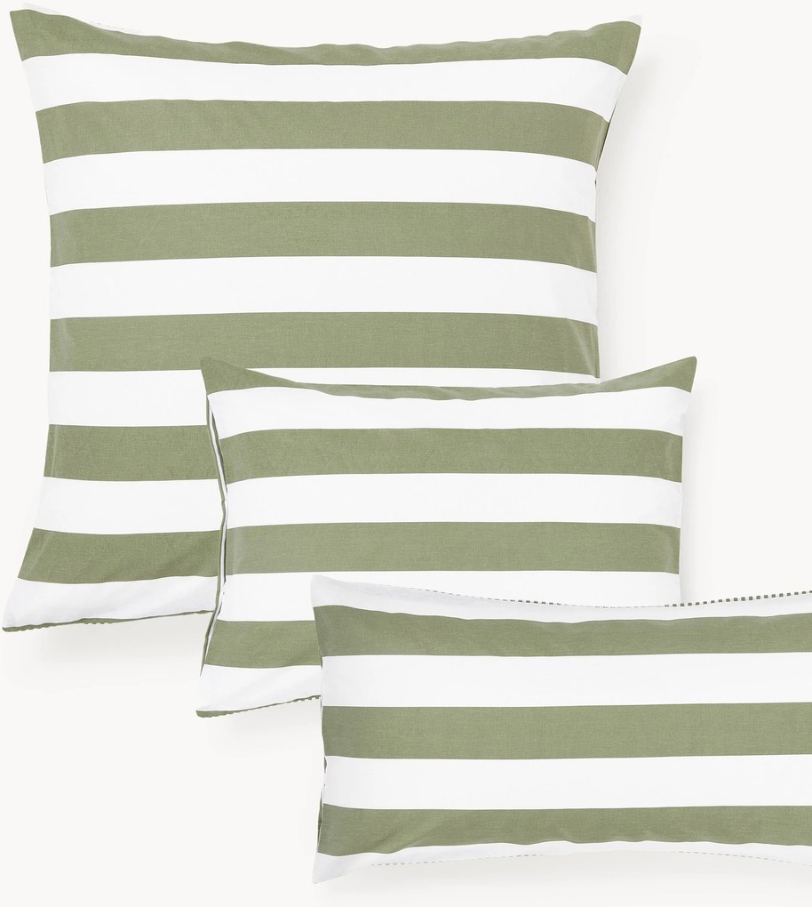 Federa reversibile in cotone a righe Lorena