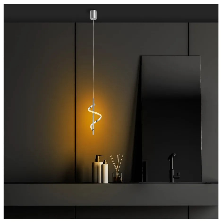 Lampadario LED argentato ø 16 cm Likma – Opviq lights