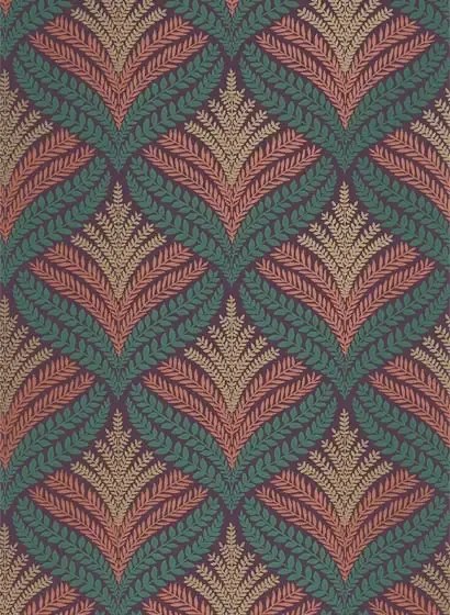 Osborne & Little Carta da parati Sotherton - Aubergine/ Teal