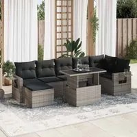 Set Divano da Giardino 8 pz con Cuscini Grigio in Polyrattan 3326521