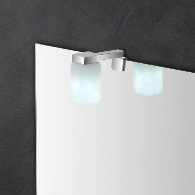 Lampada LED per specchio a filo in acciaio e vetro con luce naturale