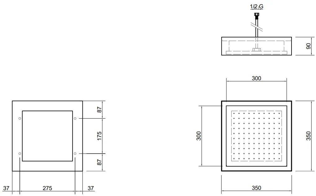 Antonio Lupi Design fuorimeteo fms10 Soffione A Soffitto Cm 35x35 H 9 Finitura Bianco