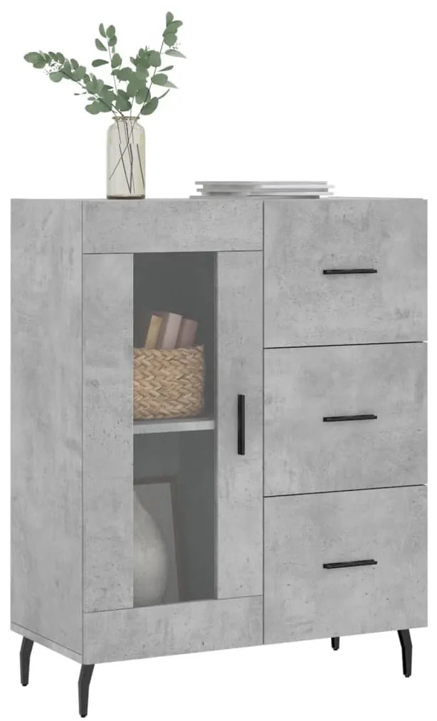 Credenza grigio cemento 69,5x34x90 cm in legno multistrato