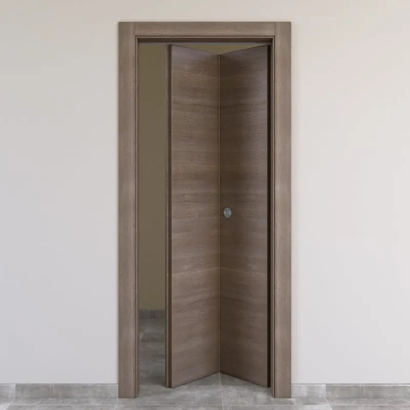 Porta tamburata pieghevole a libro simmetrica Stylish grigio L 70 x H 210 cm destra