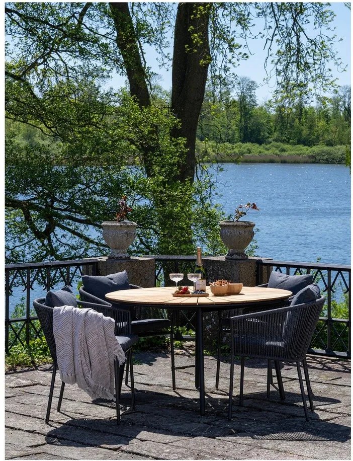 Sedia da esterno grigio scuro in metallo/in imbottito Salerno – House Nordic